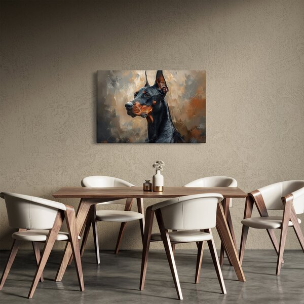 Obraz - Portrét Dobermana (90x60 cm)