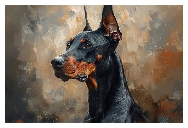 Obraz - Portrét Dobermana (90x60 cm)