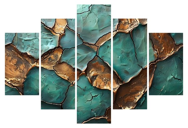 Obraz - Zeleno-zlatá maľba (150x105 cm)