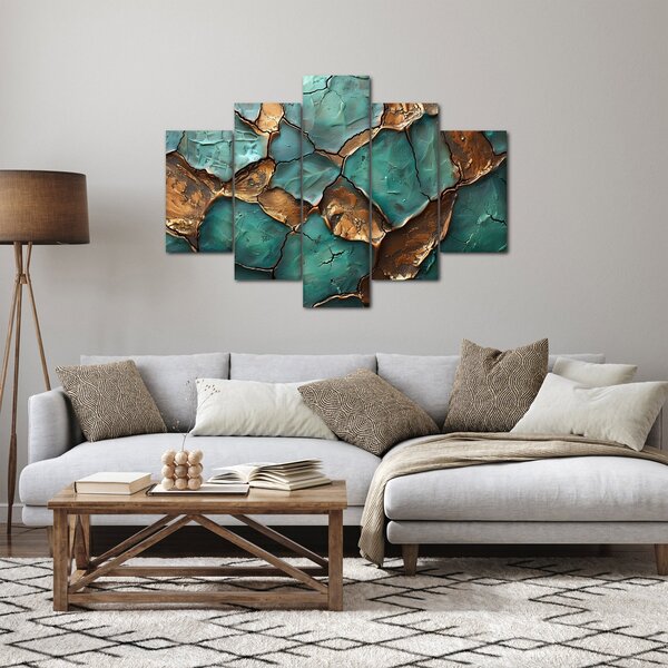 Obraz - Zeleno-zlatá maľba (150x105 cm)