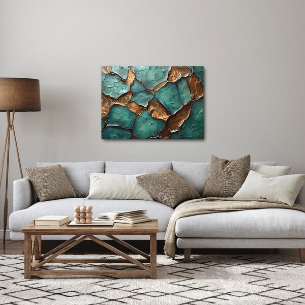 Obraz - Zeleno-zlatá maľba (70x50 cm)