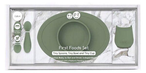 Silikónová jedálenská sada pre deti EZPZ First Food Set Farba: zelená