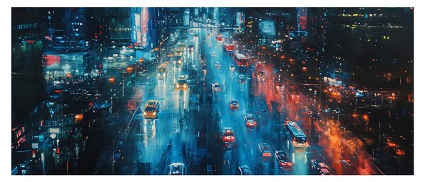 Obraz - Veľkomesto, olejomaľba (120x50 cm)