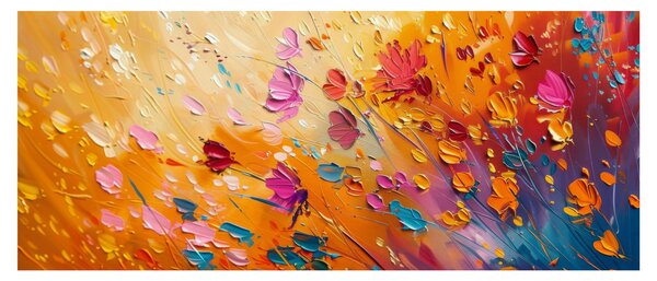 Obraz - Maľba farebných kvetov (120x50 cm)