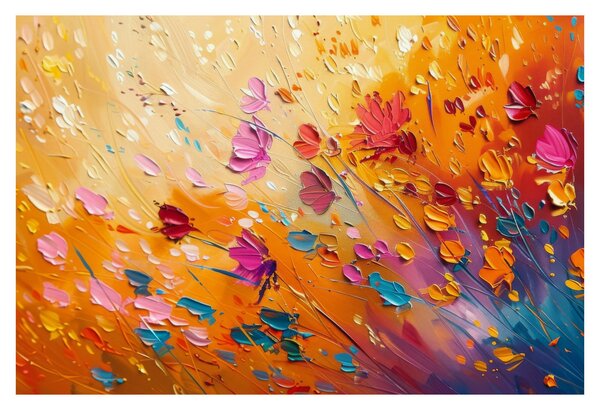 Obraz - Maľba farebných kvetov (90x60 cm)