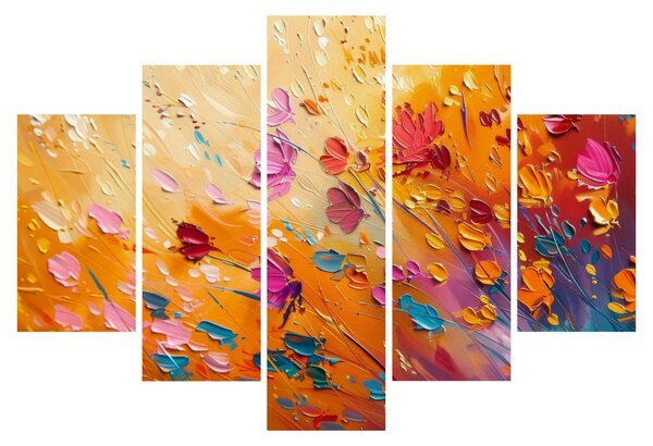 Obraz - Maľba farebných kvetov (150x105 cm)