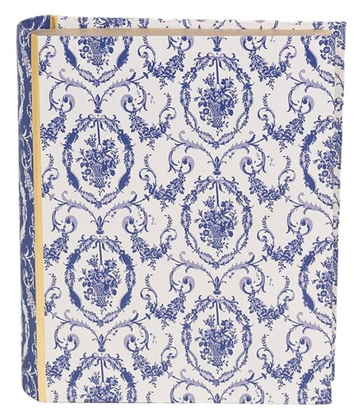 Bielo-modrý úložný box s kvetmi v tvare knihy Book Van - 17*14*5 cm - Clayre & Eef
