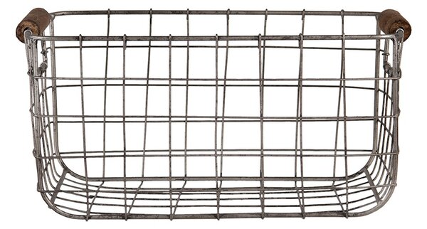 2ks šedý drôtený košík s uchami - 37*23*18 / 31*20*16 cm - Clayre & Eef
