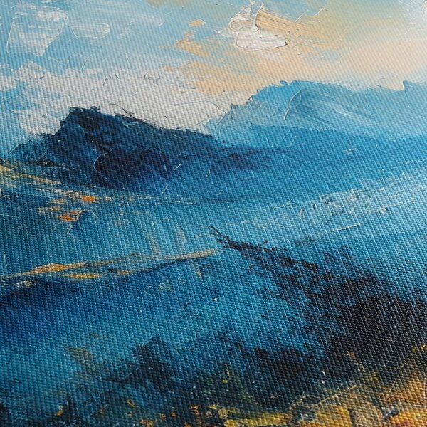 Obraz - Maľba hôr (s hodinami) (90x30 cm)