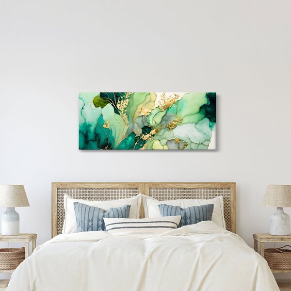 Obraz - Zelená abstrakcia (120x50 cm)