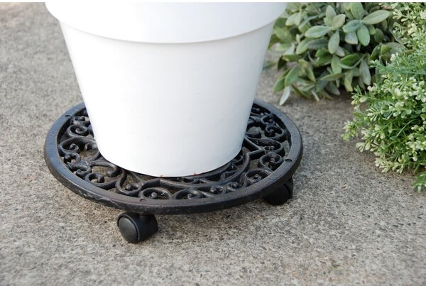 Kovový pojazdný podstavec pod kvetináč ø 29 cm Ornament – Esschert Design