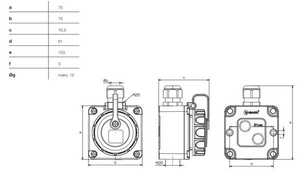 TP electric Nástenná zásuvka s bezpečnostnou clonkou 1x16A IP68 3101-382-0900