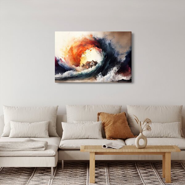 Obraz - Vo víre povodne, akvarel (90x60 cm)