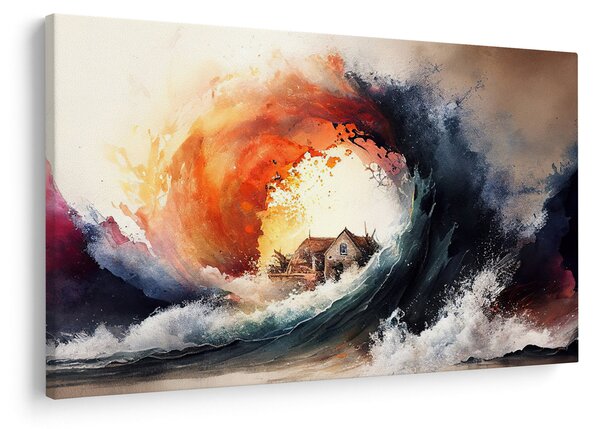 Obraz - Vo víre povodne, akvarel (90x60 cm)
