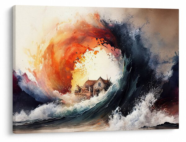 Obraz - Vo víre povodne, akvarel (70x50 cm)