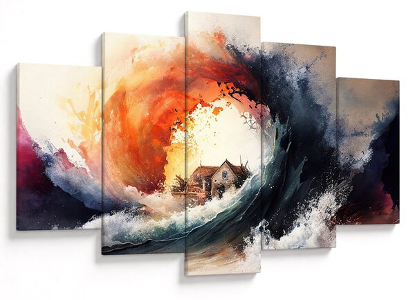 Obraz - Vo víre povodne, akvarel (150x105 cm)