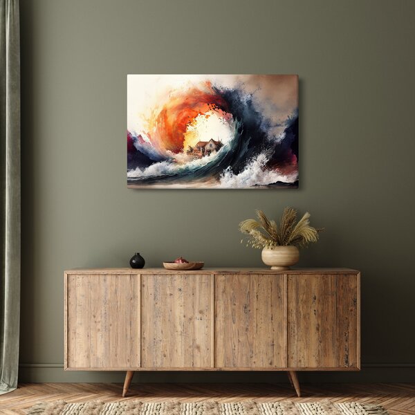 Obraz - Vo víre povodne, akvarel (90x60 cm)