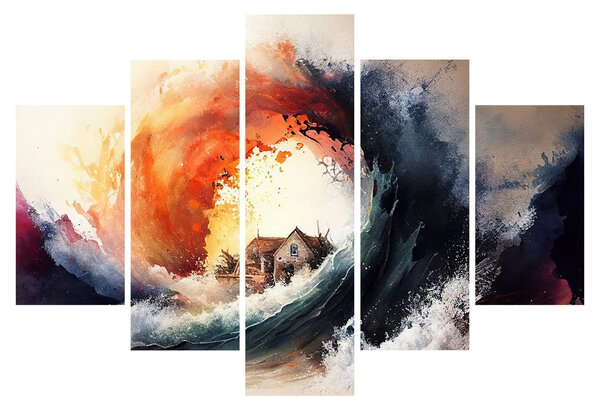 Obraz - Vo víre povodne, akvarel (150x105 cm)