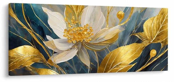 Obraz - Maľba zlatých kvetov (120x50 cm)