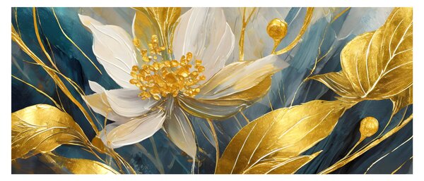 Obraz - Maľba zlatých kvetov (120x50 cm)
