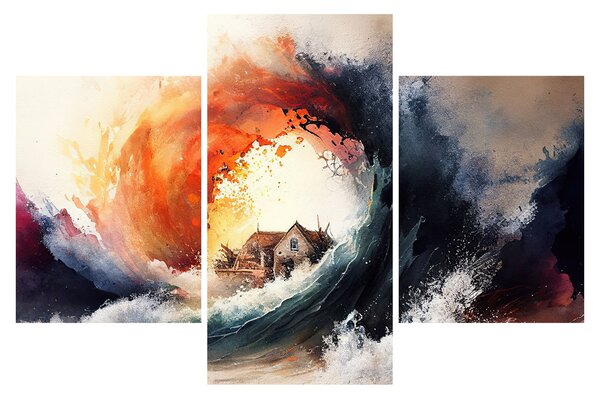 Obraz - Vo víre povodne, akvarel (90x60 cm)