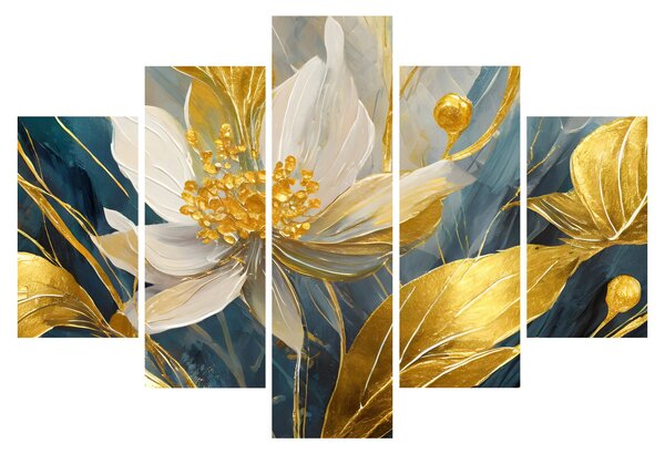Obraz - Maľba zlatých kvetov (150x105 cm)