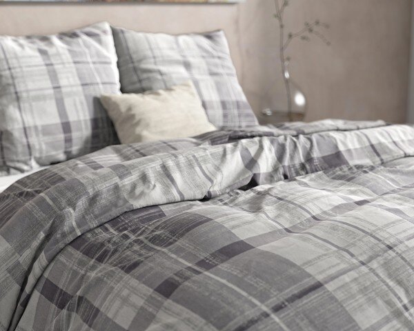 Flanelové sivo kárované posteľné obliečky rôznych veľkostí