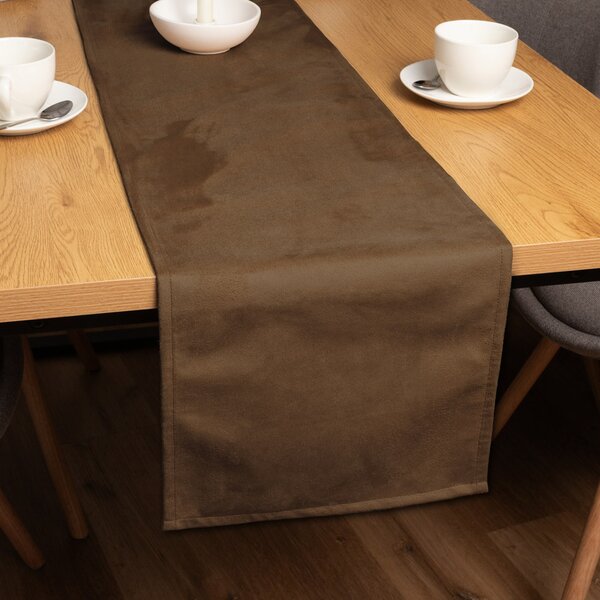 Biante Behúň na stôl/imitácia brúsenej kože Alcantara ALC-022 Hnedý 20x120 cm