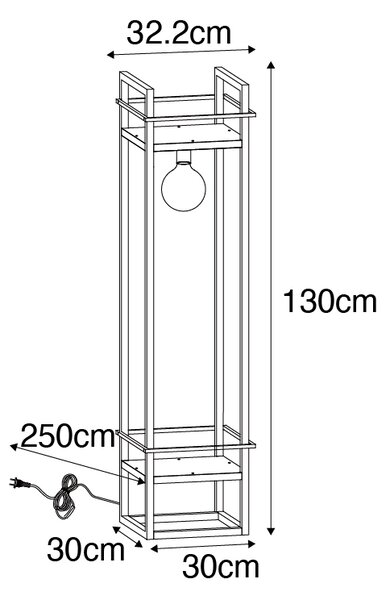 Priemyselná stojaca lampa čierna - Cage Rack