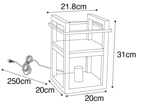 Priemyselná stolná lampa čierna s drevom - Cage Rack