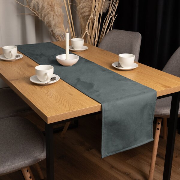 Biante Behúň na stôl/imitácia brúsenej kože Alcantara ALC-019 Antracitovo sivý 20x120 cm
