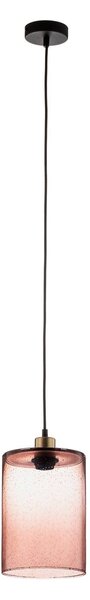 Závesná lampa Sóda valec, sklo, ružová Ø 18 cm
