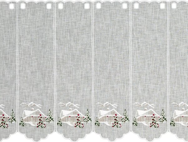 Metráž Vitrážková záclonová látka Vianoce v. 60 cm - Biela