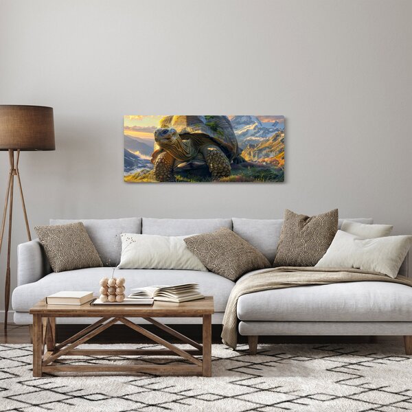 Obraz - Korytnačka a horská krajina (120x50 cm)