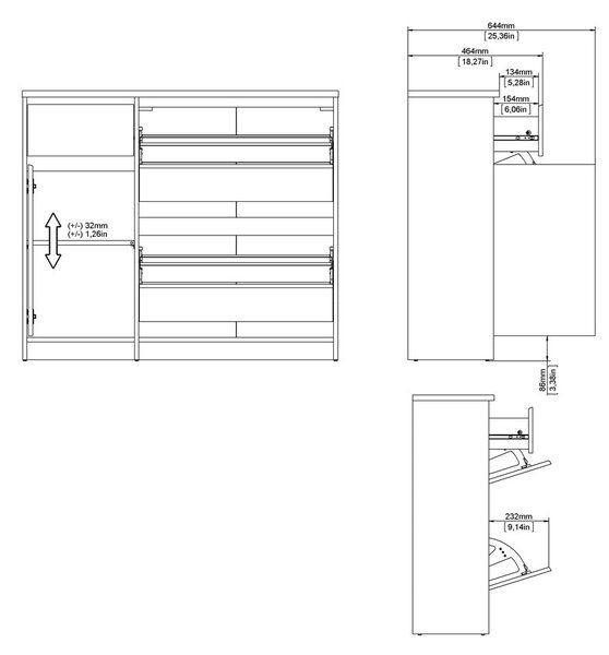 Výklopná skrinka na topánky v dekore duba v prírodnej farbe 109x93x32 cm Naia – Tvilum