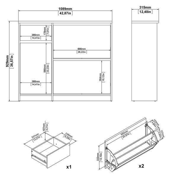 Výklopná skrinka na topánky v dekore duba v prírodnej farbe 109x93x32 cm Naia – Tvilum