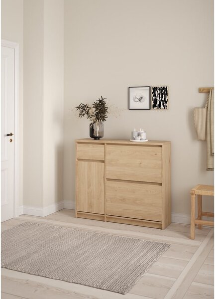 Výklopná skrinka na topánky v dekore duba v prírodnej farbe 109x93x32 cm Naia – Tvilum