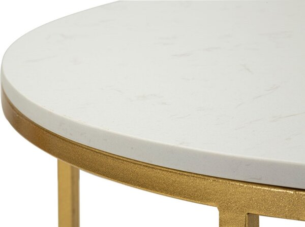 Dizajnový konferenčný stolík Bannister 90 cm biely / zlatý