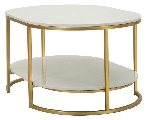 Dizajnový konferenčný stolík Bannister 90 cm biely / zlatý