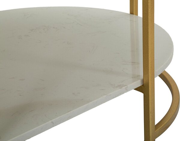 Dizajnový konferenčný stolík Bannister 90 cm biely / zlatý