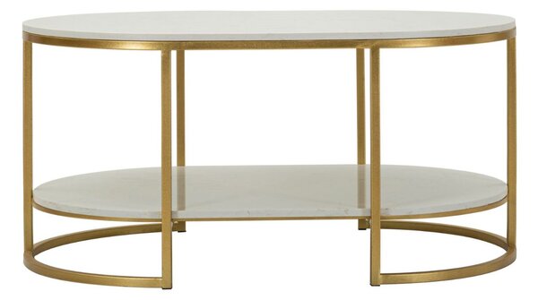 Dizajnový konferenčný stolík Bannister 90 cm biely / zlatý