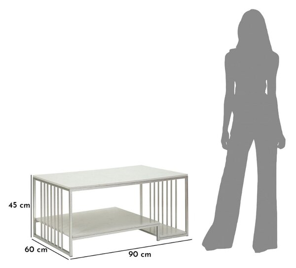 Dizajnový konferenčný stolík Gabouray 90 cm biely / strieborný