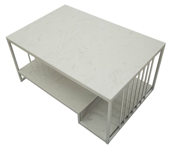 Dizajnový konferenčný stolík Gabouray 90 cm biely / strieborný