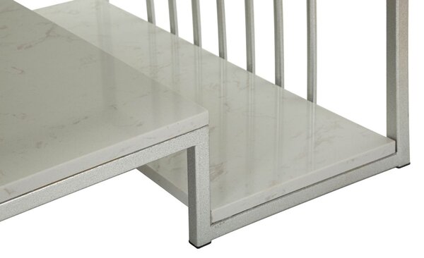 Dizajnový konferenčný stolík Gabouray 90 cm biely / strieborný