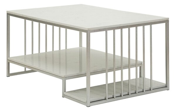 Dizajnový konferenčný stolík Gabouray 90 cm biely / strieborný