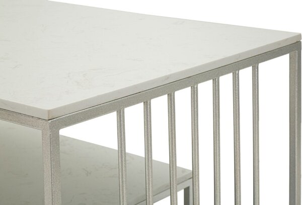 Dizajnový konferenčný stolík Gabouray 90 cm biely / strieborný