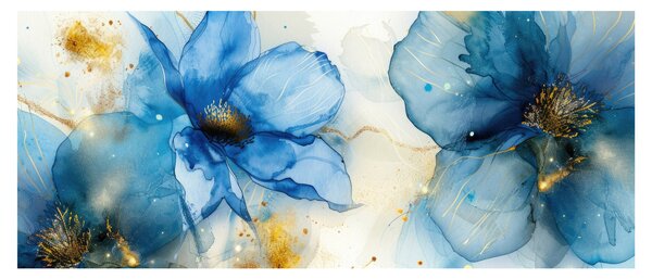 Obraz - Kvetinová, atramentová maľba (120x50 cm)