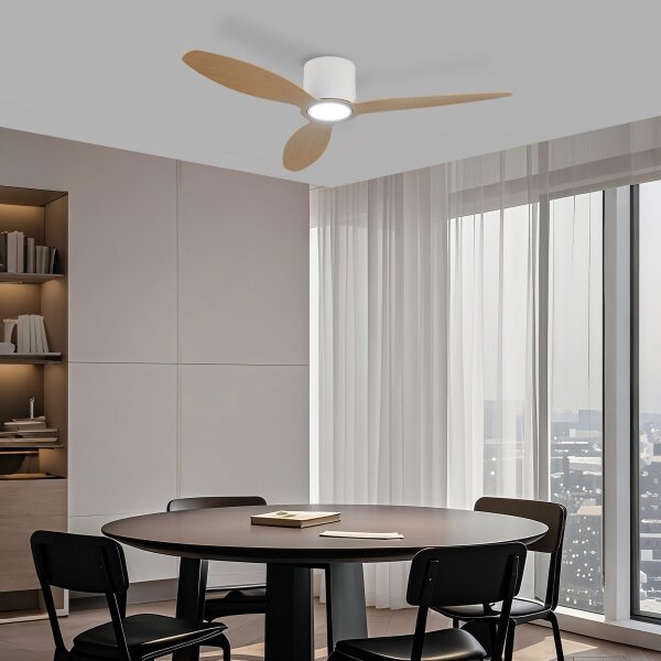 ZEVENTI - LED stropný ventilátor VENTORA LED/24W/230V Wi-Fi Tuya biela/dub + diaľkový ovládač