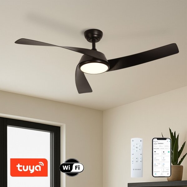 ZEVENTI - LED stropný ventilátor AERYS LED/24W/230V Wi-Fi Tuya čierna + DO