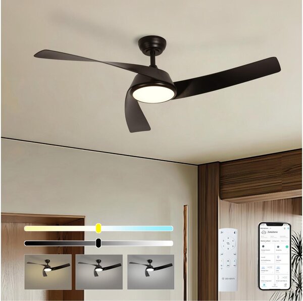 ZEVENTI - LED stropný ventilátor AERYS LED/24W/230V Wi-Fi Tuya čierna + DO